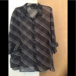 Black/White striped sheer  top plus 18W/20W(2/$20)